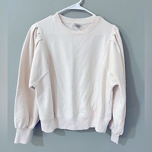 A New Day ivory bone tailored puff shoulder pullover sweater size small